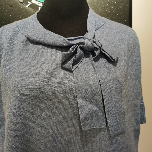 Talbots Tie Neck Poncho FRENCH IRIS HEATHER - Picture 8 of 9